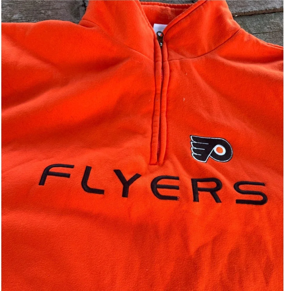 NHL Philadelphia Flyers Mens Quarter Zip Fleece Pullover Orange Large XL